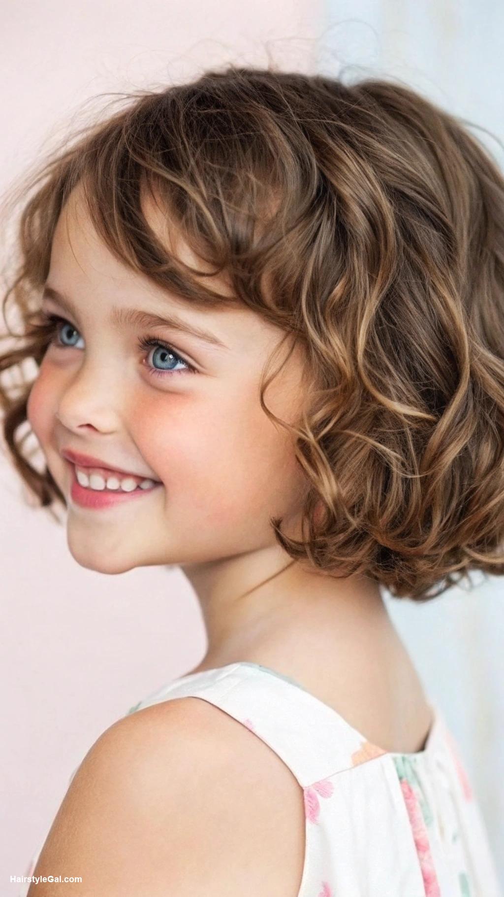 little girl haircuts Layered bob with curls