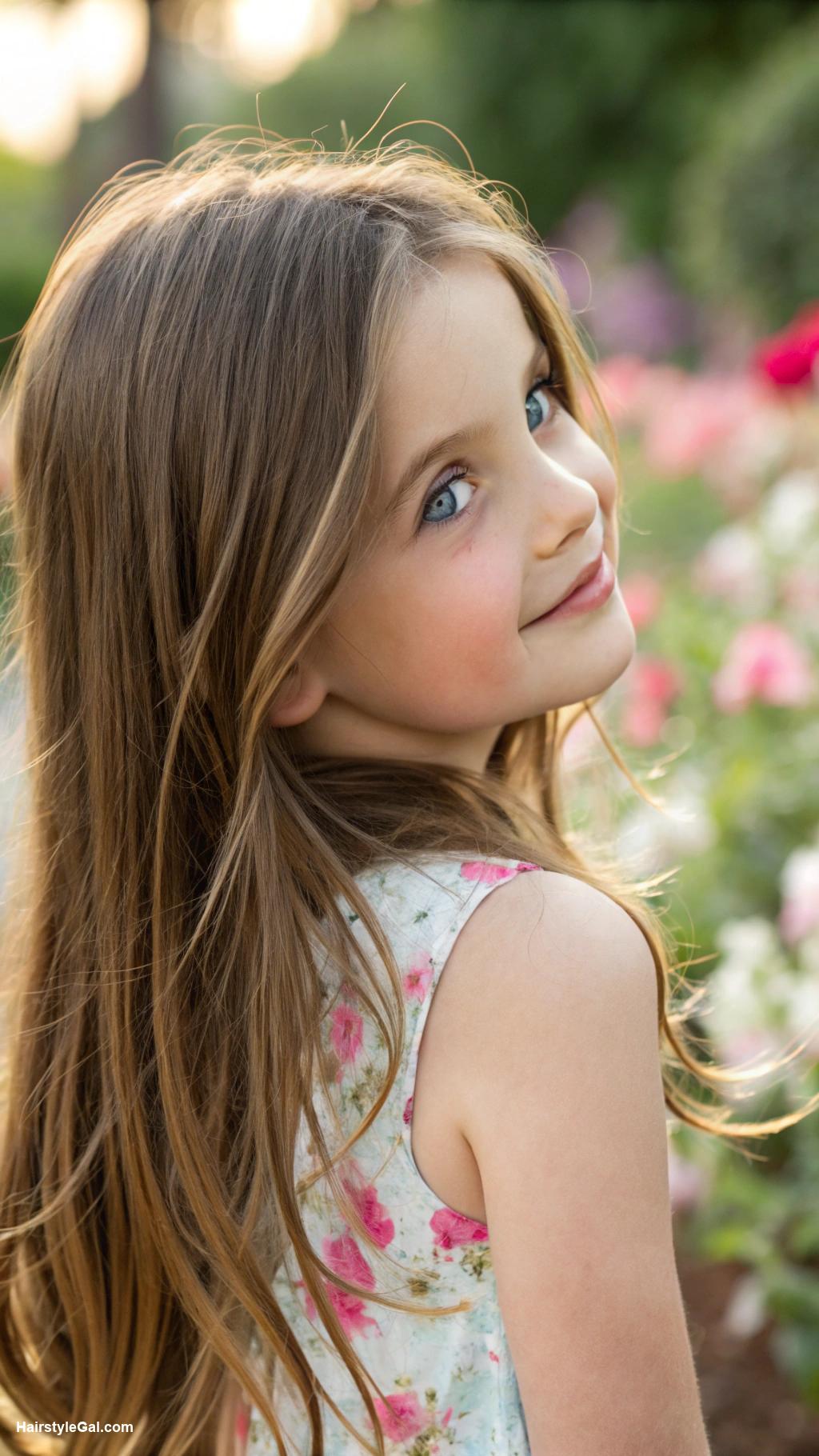 little girl haircuts Side swept long layers