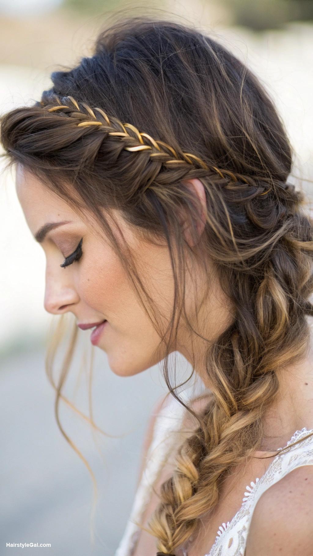 middle part hairstyles Boho fishtail braid with loose pieces