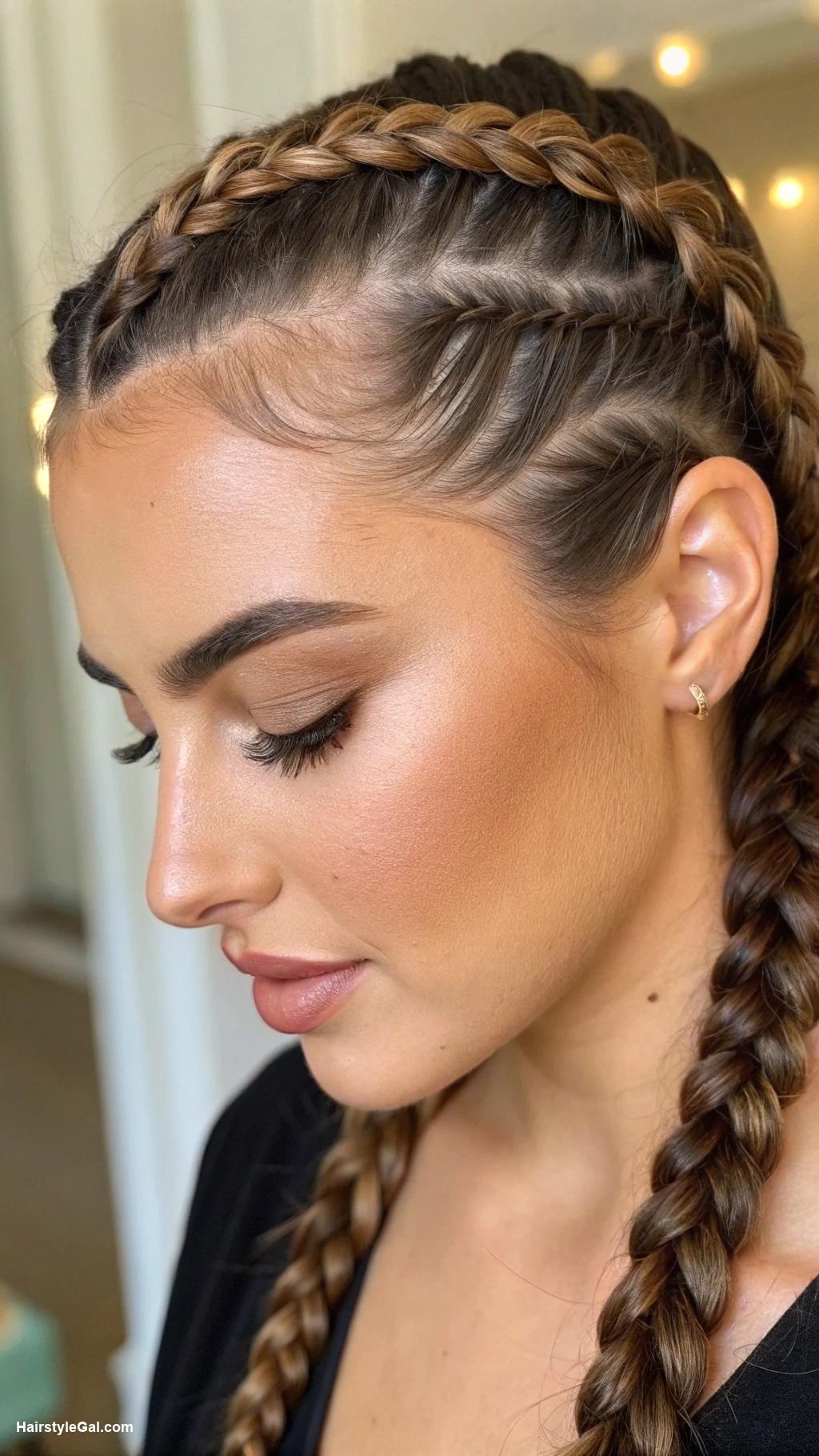middle part hairstyles Double Dutch braids with middle part