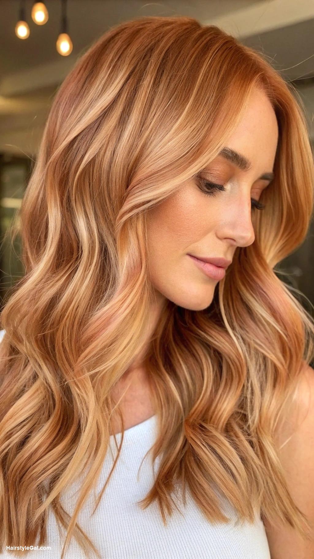 money piece hair highlights Soft strawberry blonde face frame