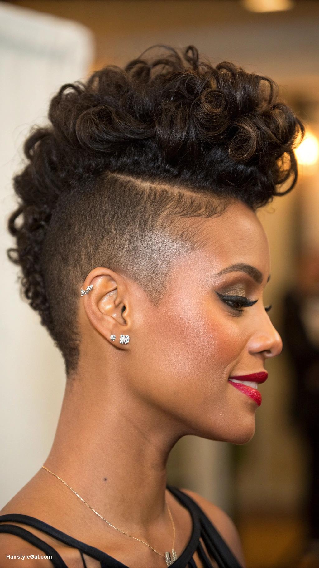 natural hairstyles for black women Frohawk with shaved sides
