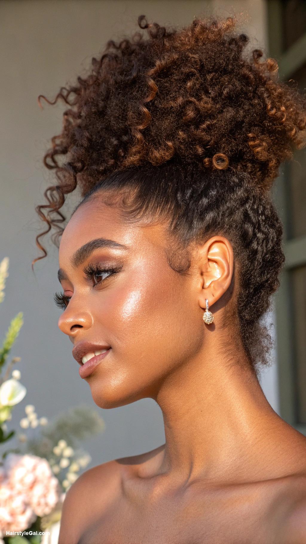 natural hairstyles for black women High puff with defined curls