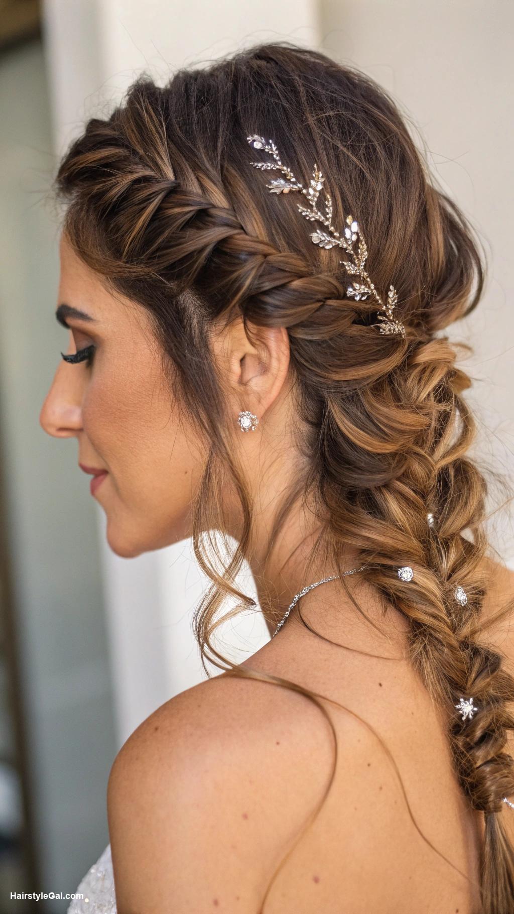 prom hairstyles Fishtail braid with sparkly accessories