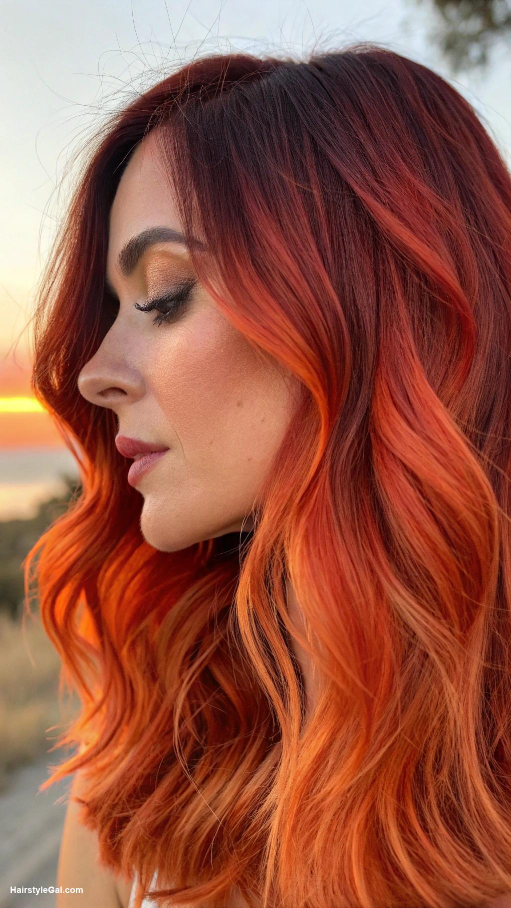 red hair colors Sunset Orange Ombre