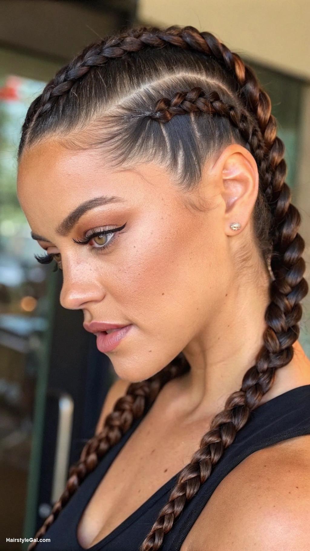 sporty hairstyles Double Dutch braids for fierce look