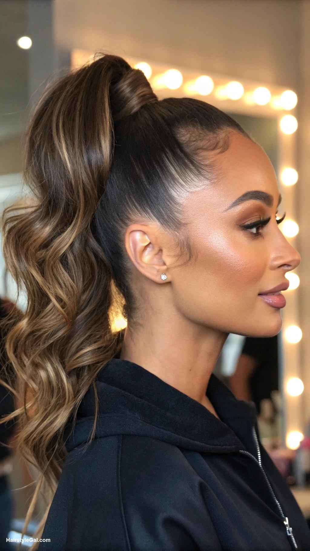 sporty hairstyles High ponytail with curled ends