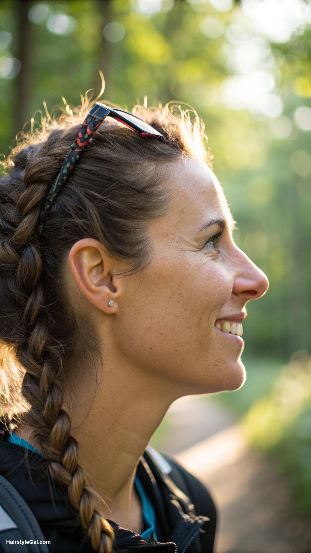 sporty hairstyles Side braid for outdoor activities