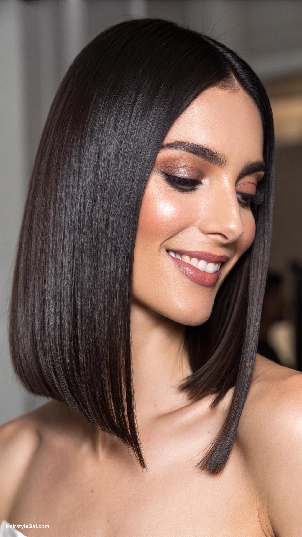 straight hairstyles Sleek Blunt Cut