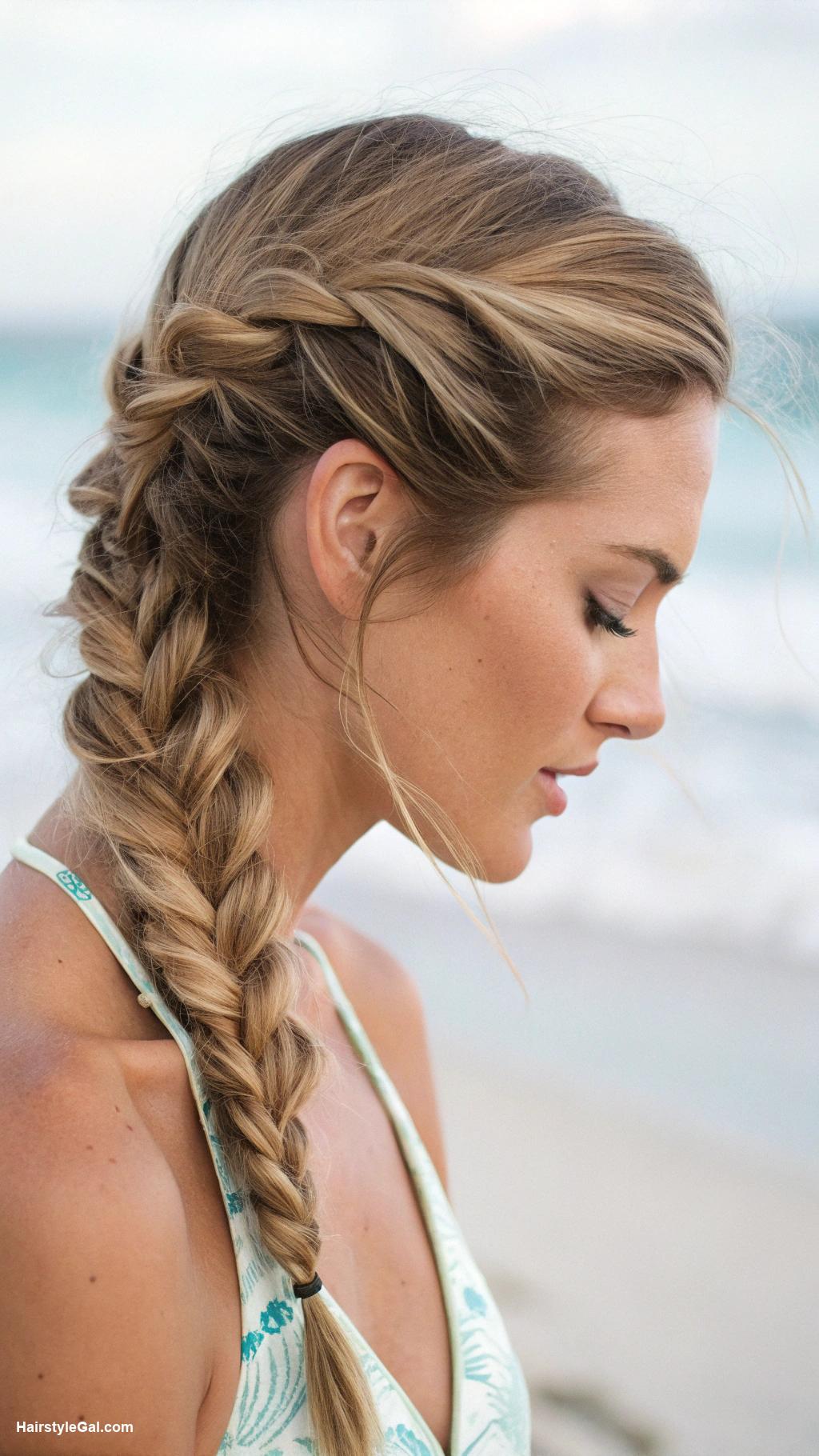 swimming hairstyles Loose Fishtail Braid