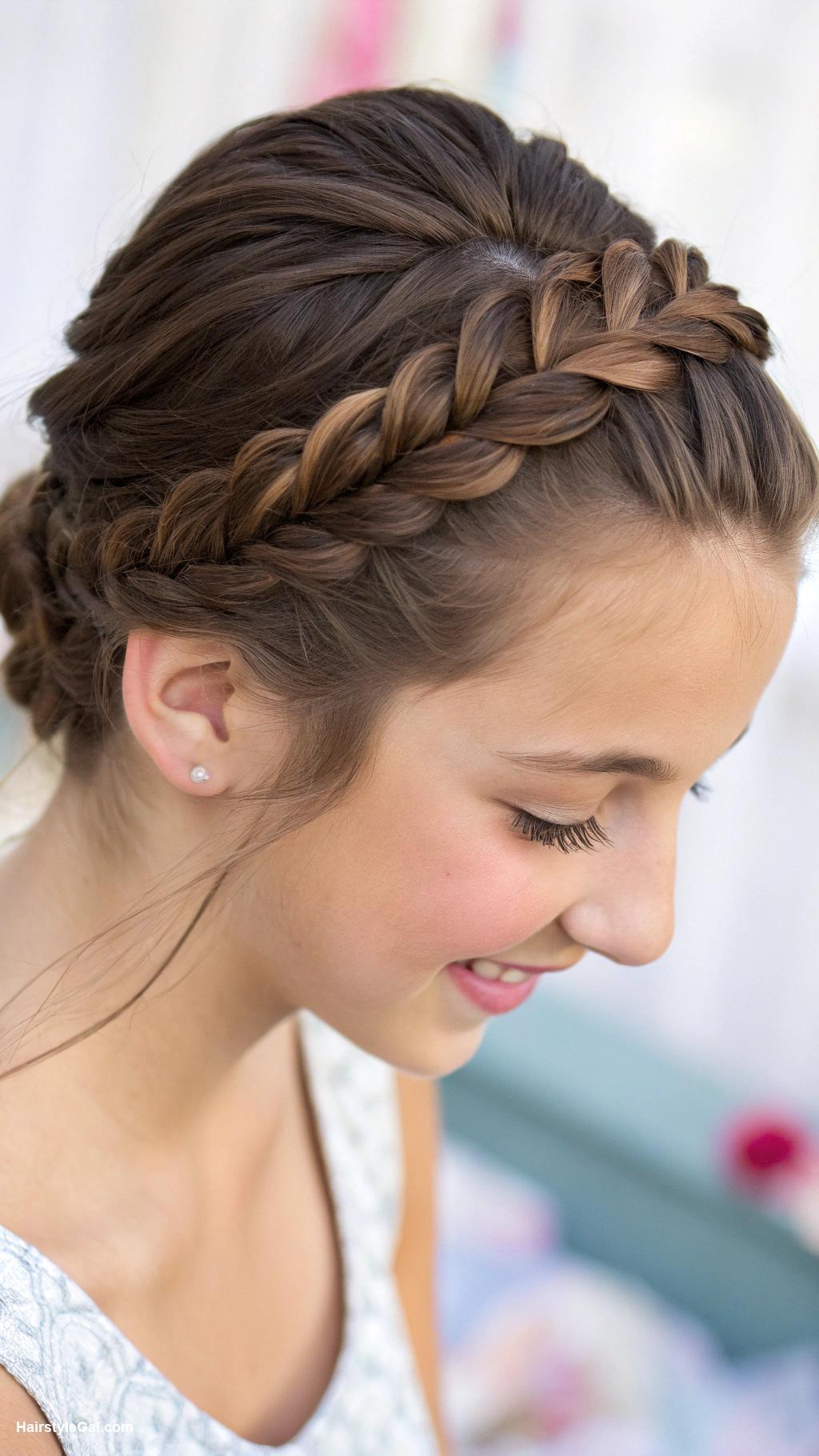 teen girl haircuts Braided Crown Updo