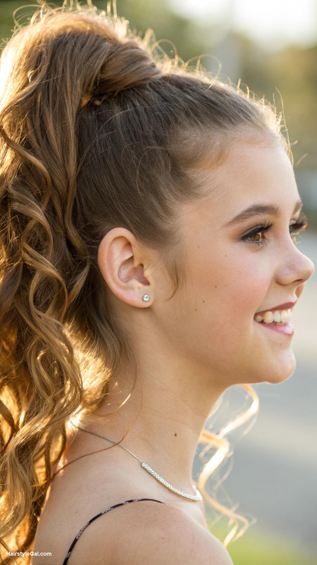 teen girl haircuts Half Up Ponytail with Curls