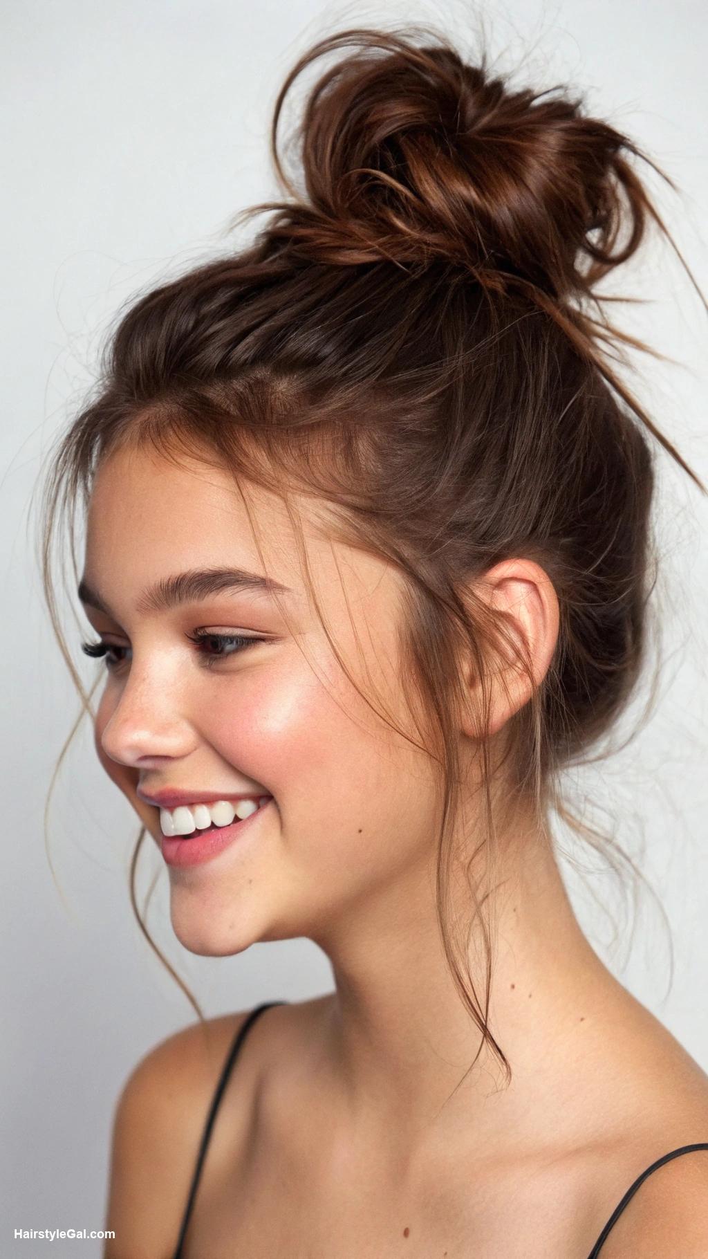 teen girl haircuts Messy Bun with Face Framing
