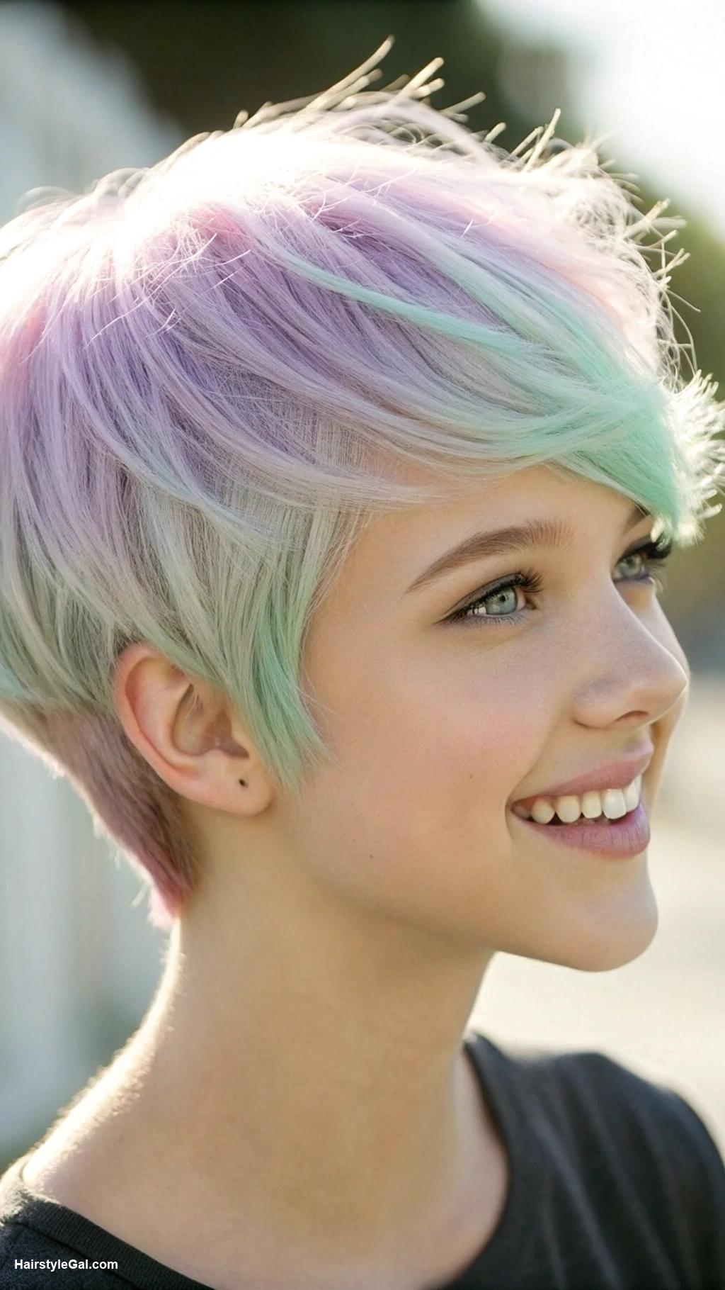 teen girl haircuts Pastel Colored Pixie Cut