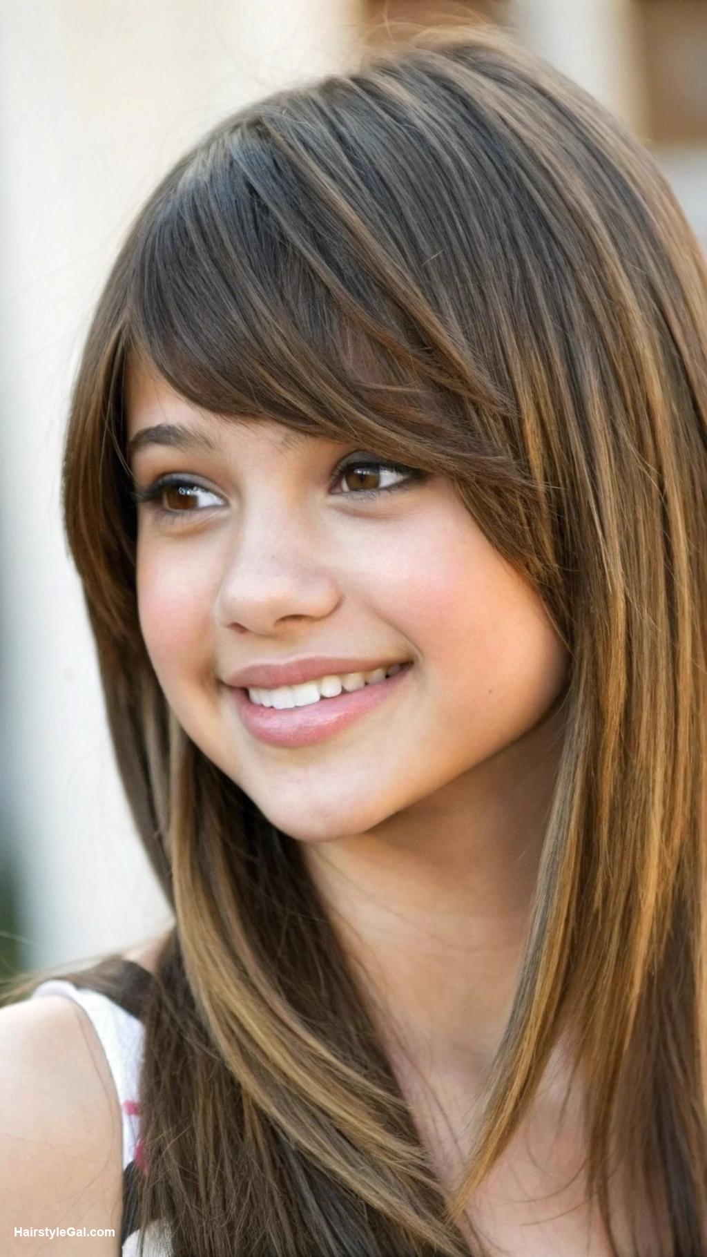 teen girl haircuts Side Swept Bangs with Layers
