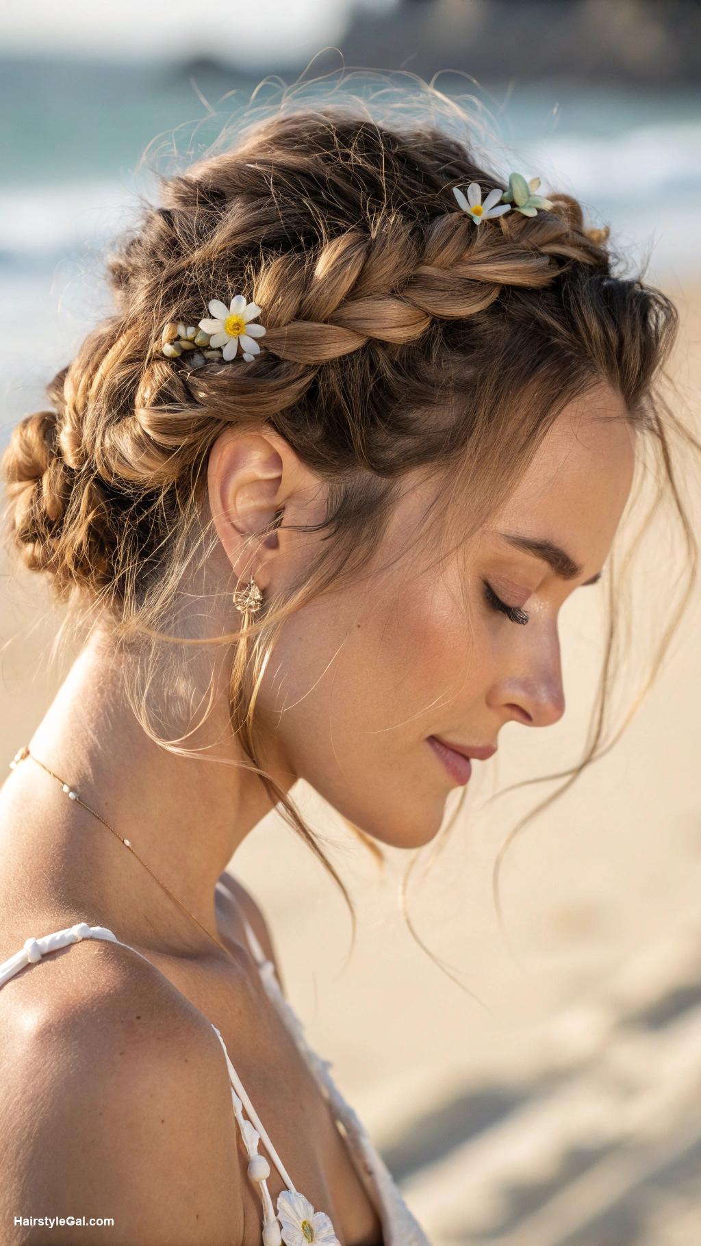 beach hairstyles Braided crown hairstyle