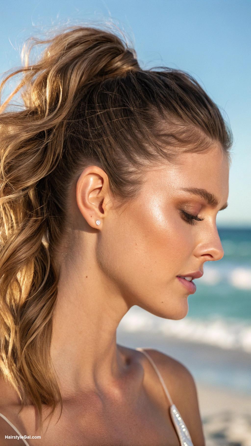 beach hairstyles Loose ponytail with waves