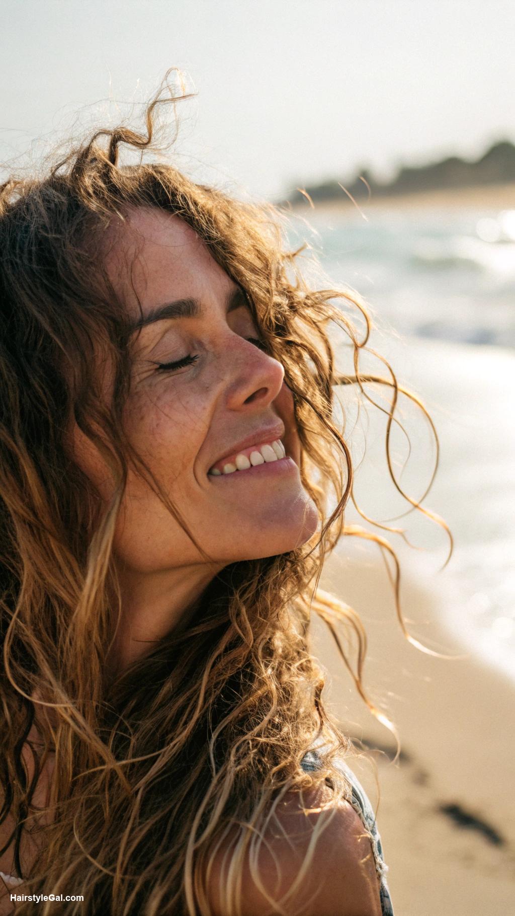 beach hairstyles Messy beach waves