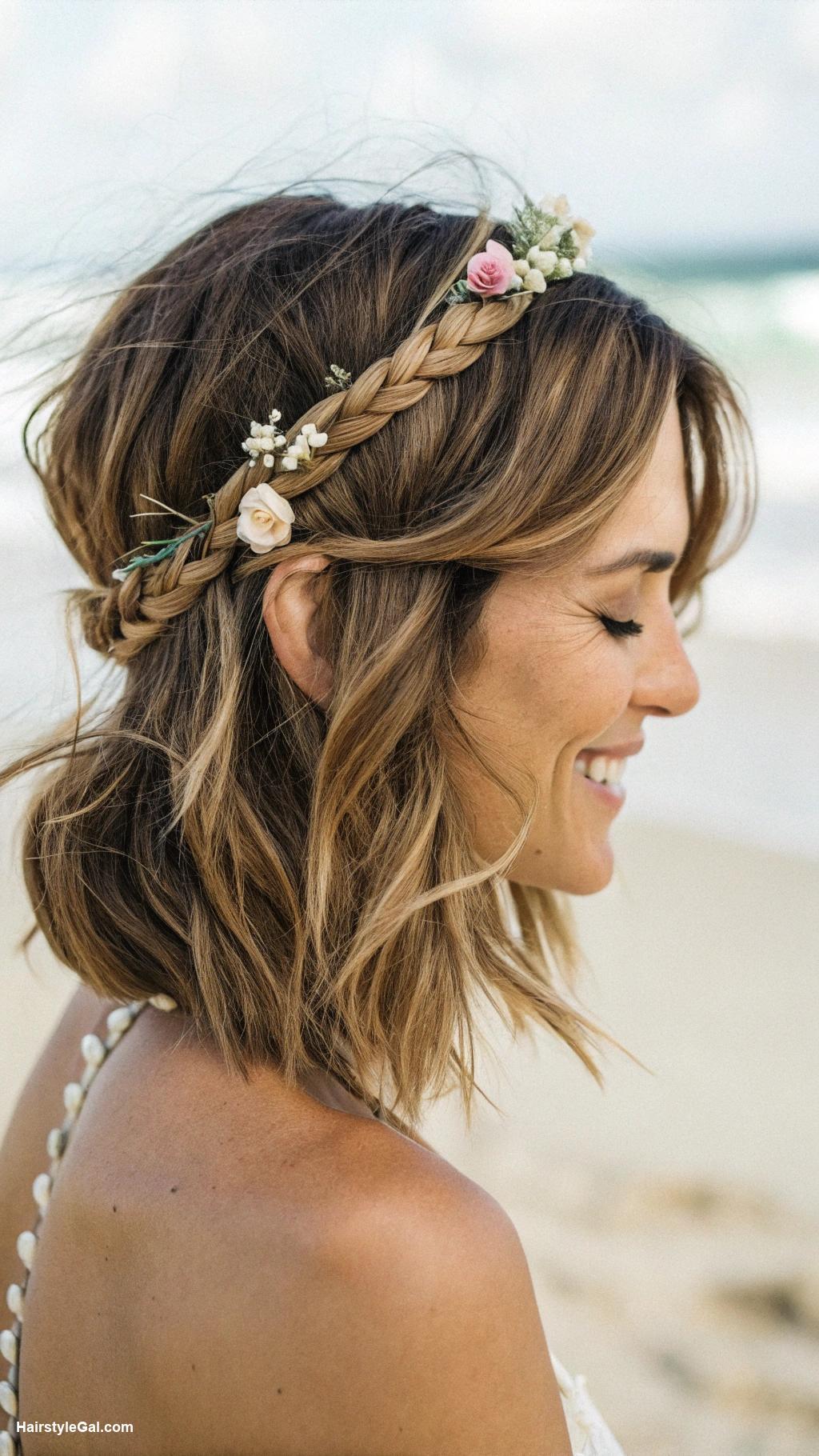 beachy waves hair Braided crown with tousled waves
