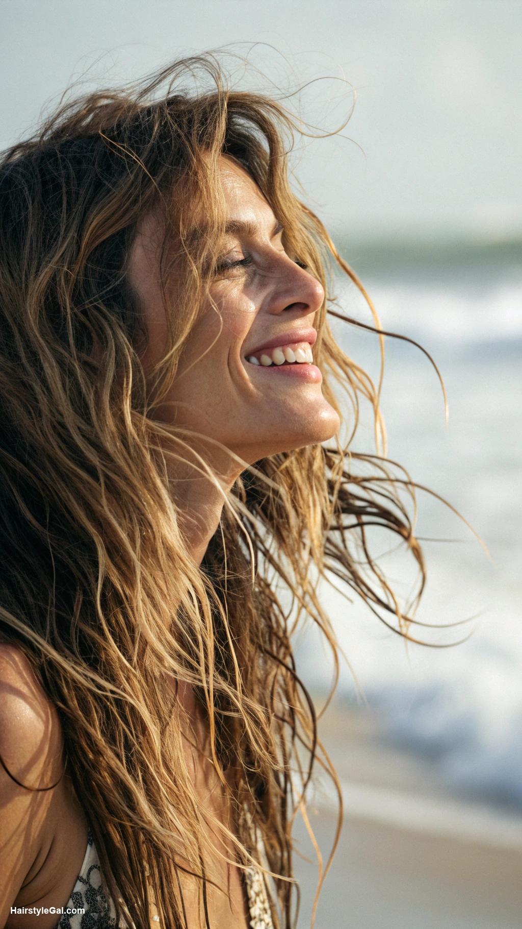 easy hairstyles Beach waves with sea salt spray
