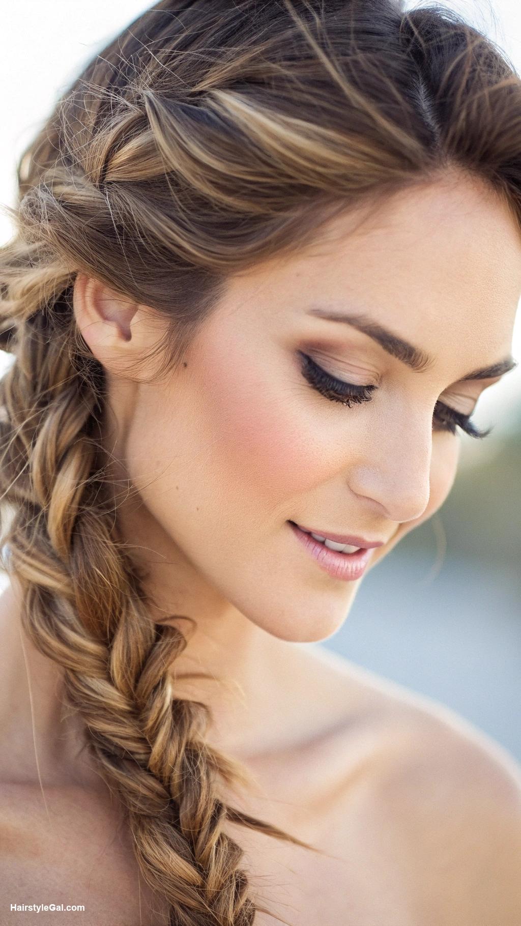 easy hairstyles Fishtail braid side hairstyle