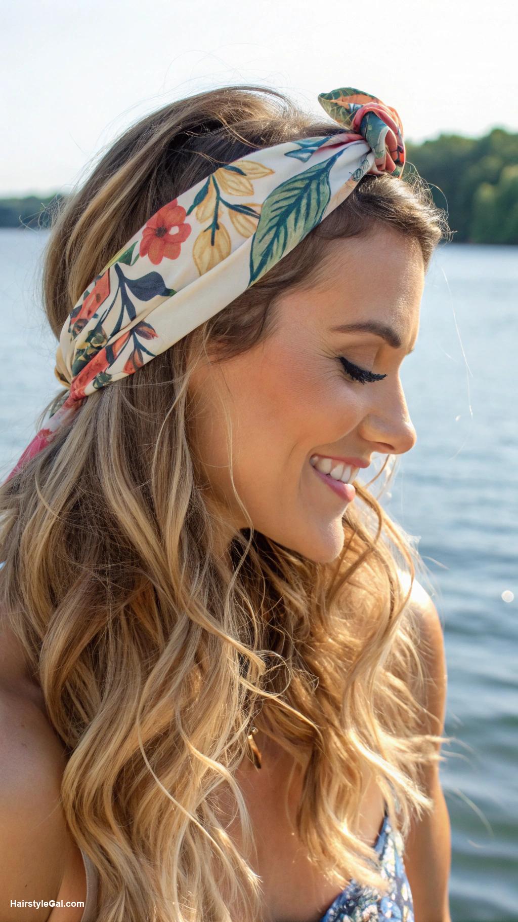 lake day hairstyles Beachy waves with headband