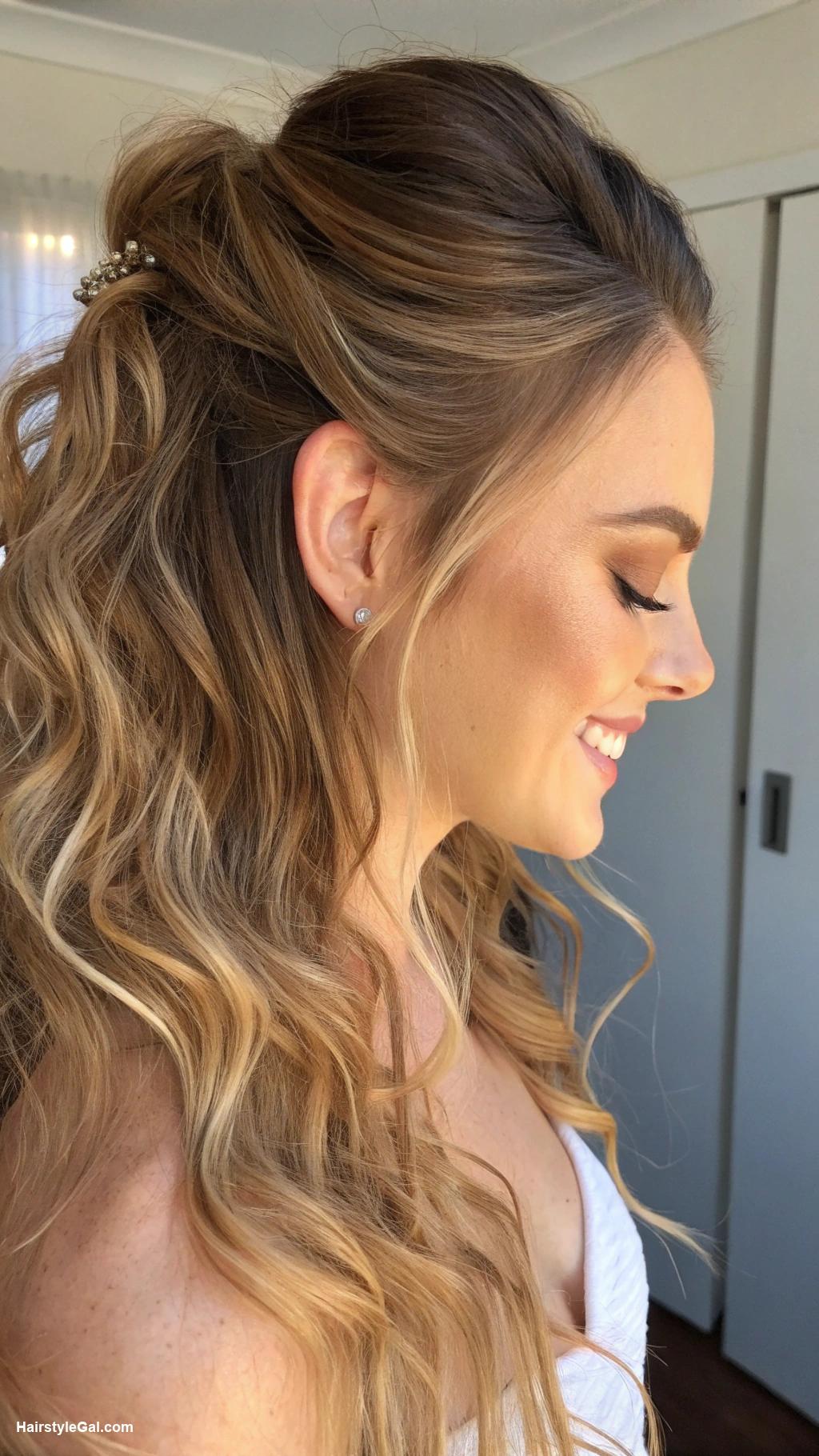 lake day hairstyles Half up half down waves