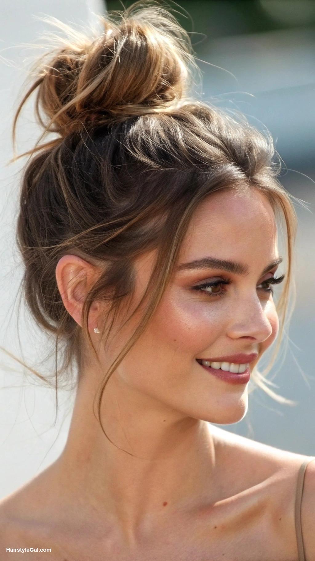 summer hairstyles for long hair Messy Bun with Face Framing Strands