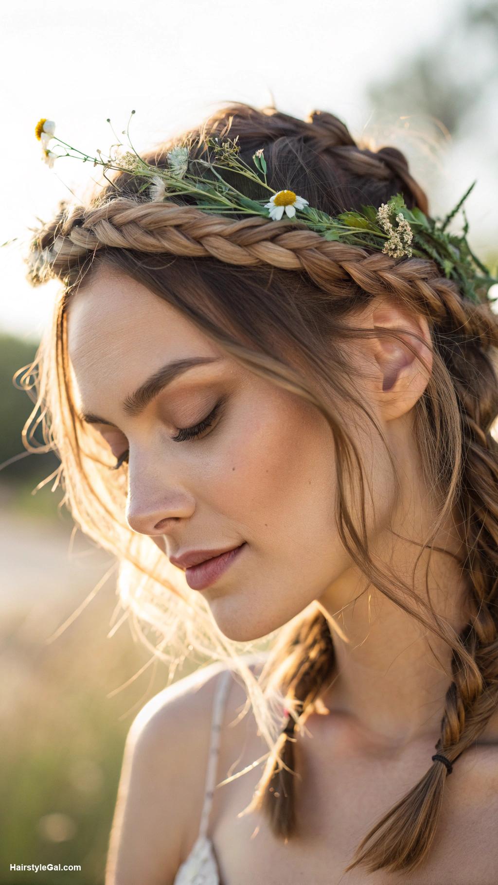 summer hairstyles for medium hair Braided crown for a boho look
