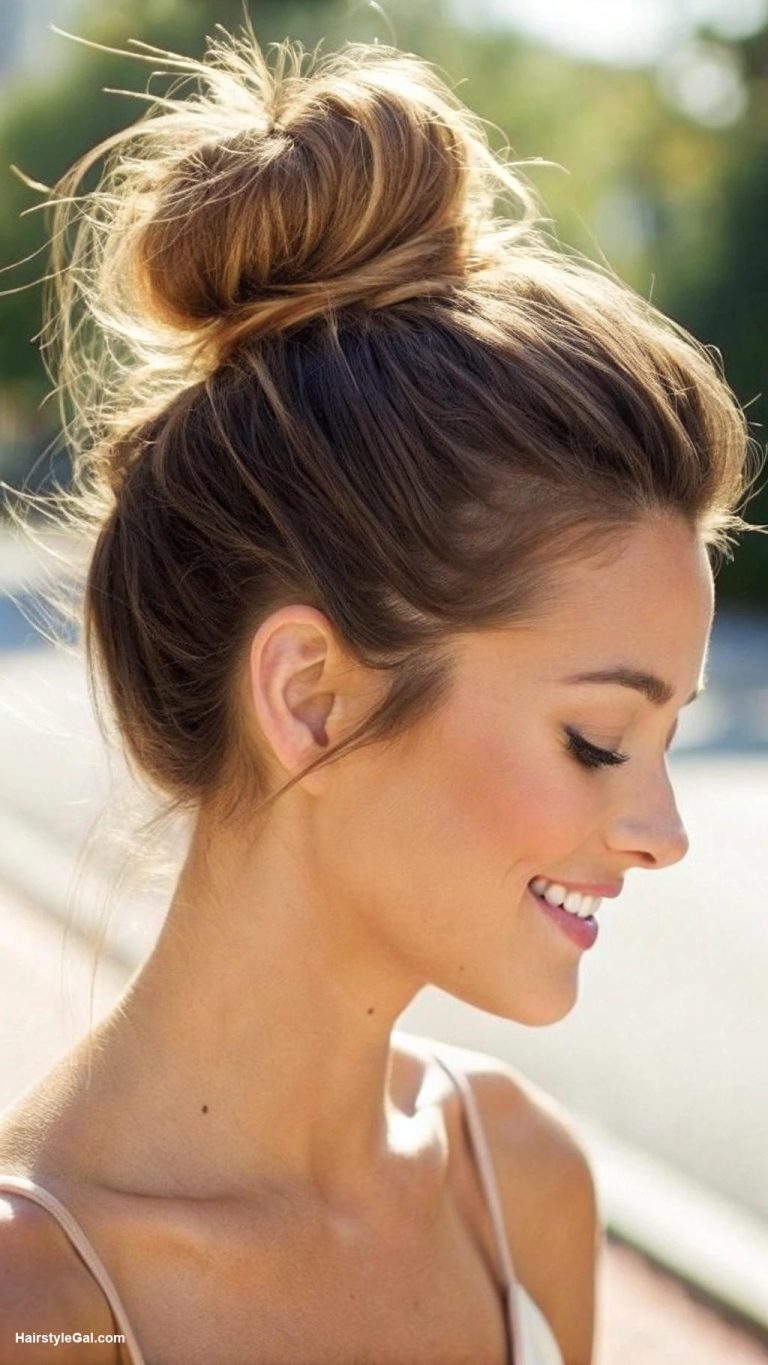 summer hairstyles for medium hair Chic top knot for effortless style