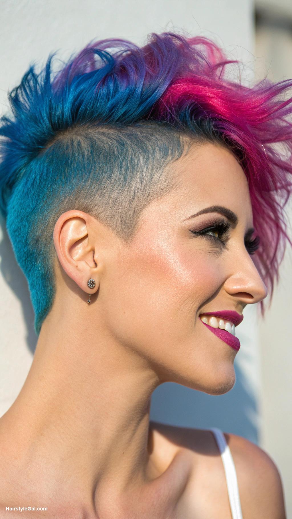 summer hairstyles for short hair Bold undercut with vibrant dye