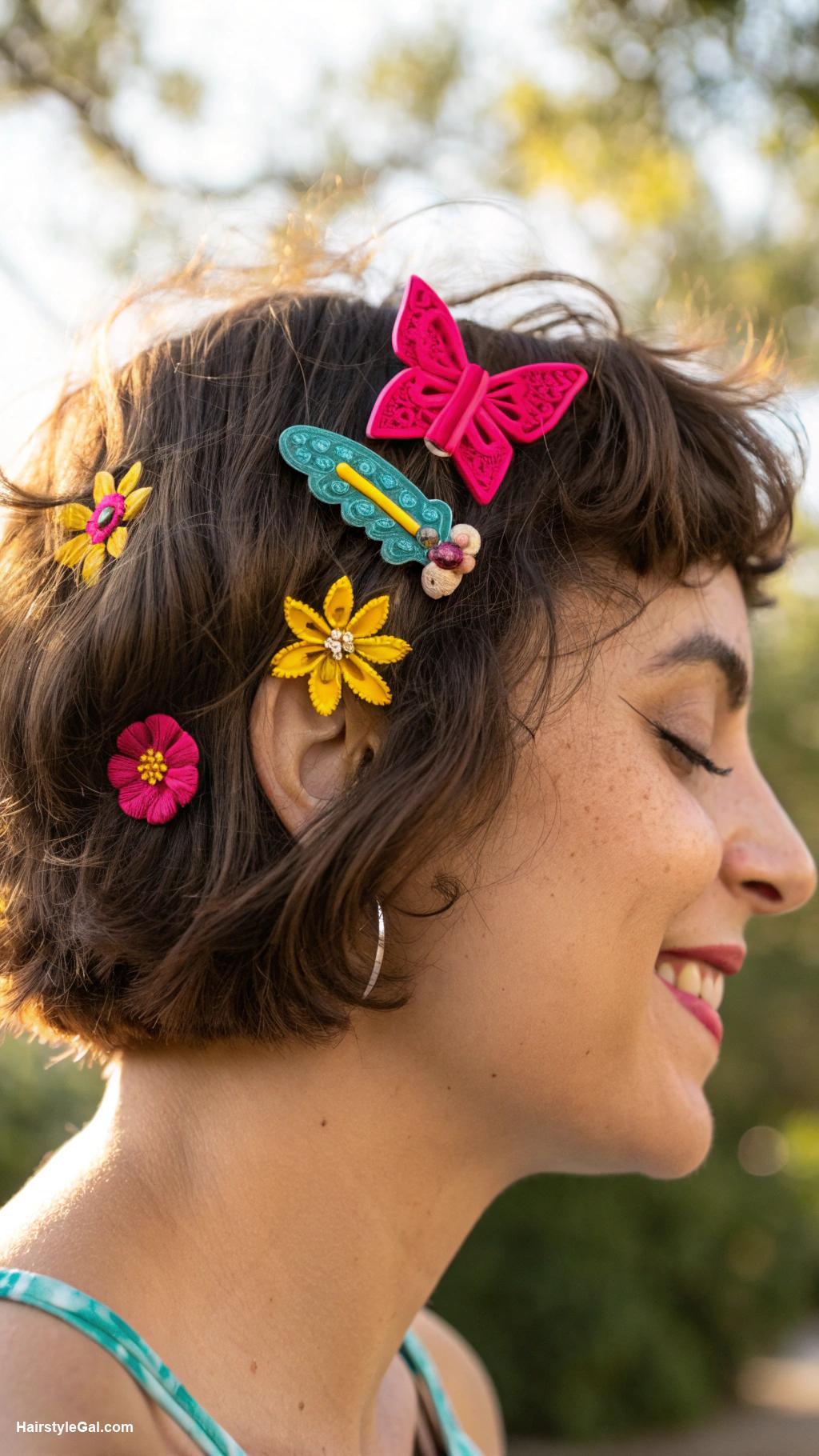 summer hairstyles for short hair Fun colorful hair clips