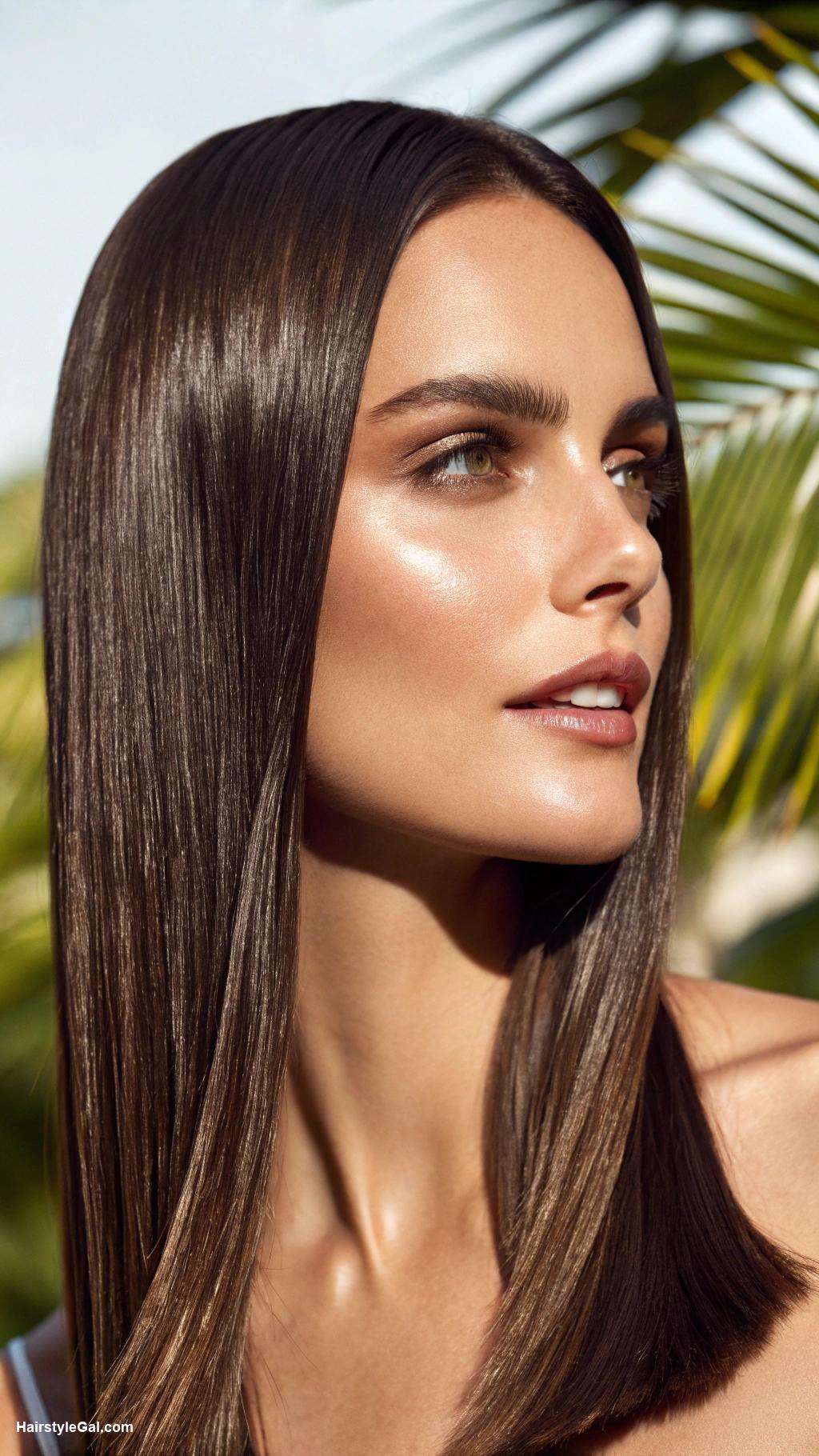 summer hairstyles for short hair Sleek straight with center part