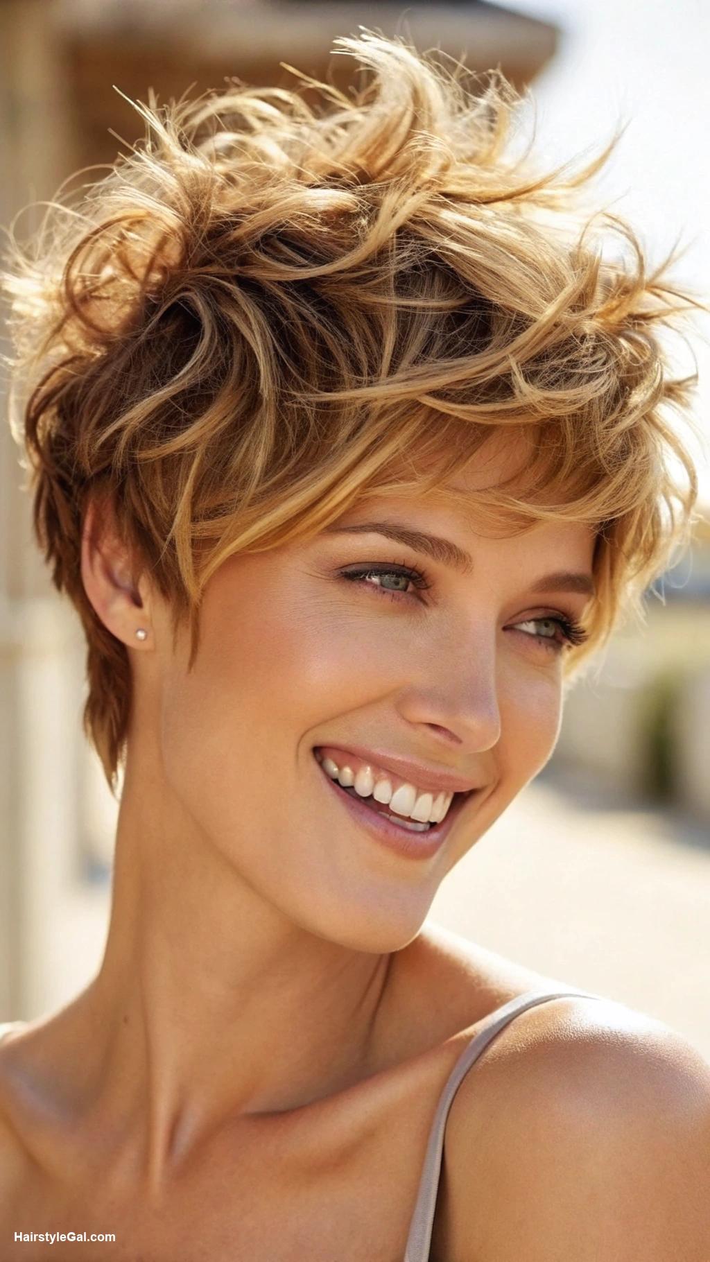 summer hairstyles for short hair Textured pixie with volume spray
