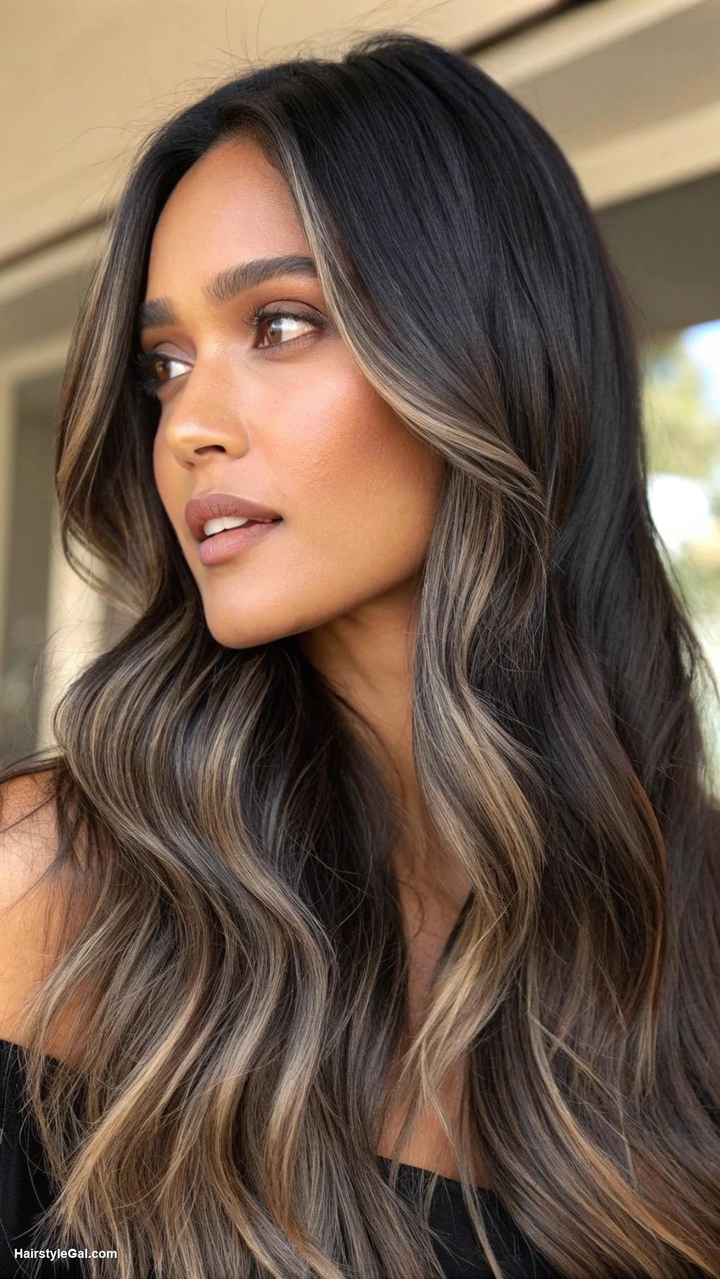 bronde balayage Ash blonde balayage on deep black