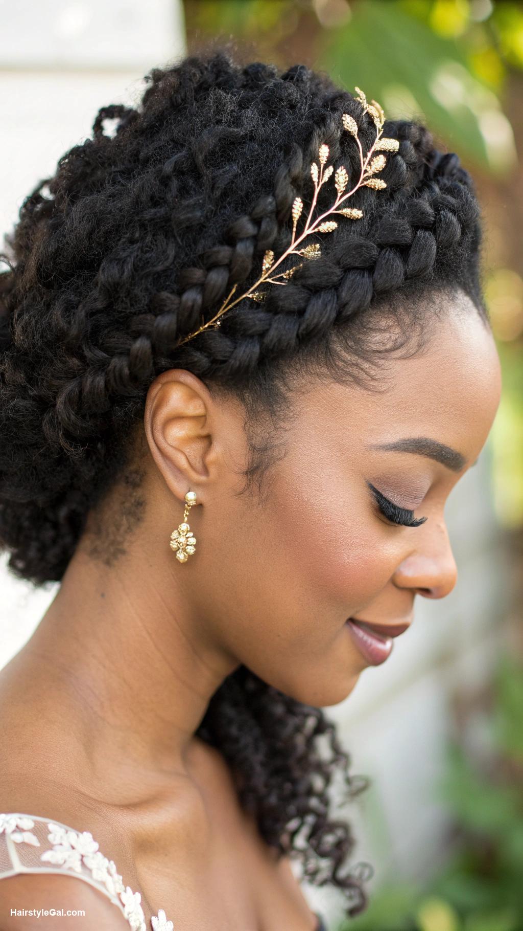 curly hair updos Braided crown for black hair