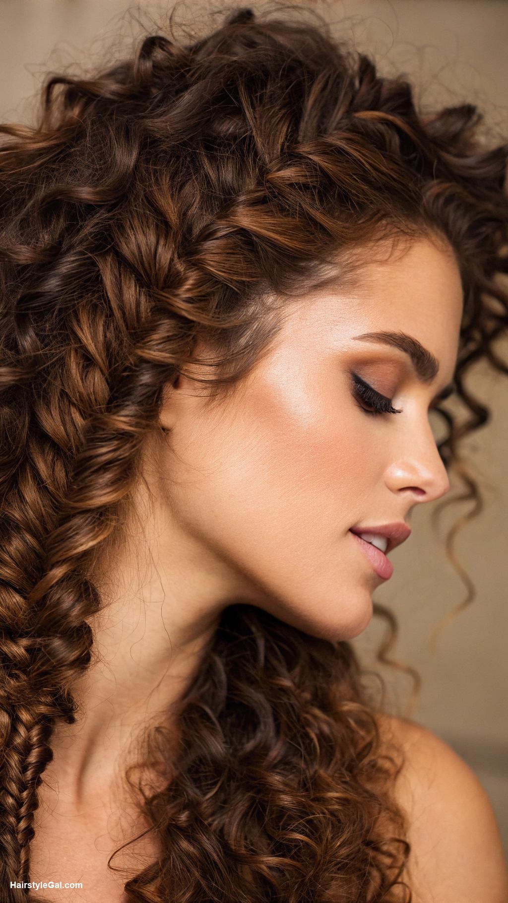 curly hair updos Fishtail braid for brown hair