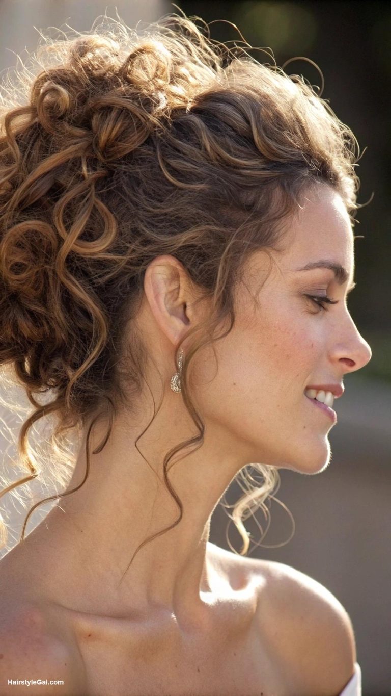 curly hair updos Loose curls pinned up casually
