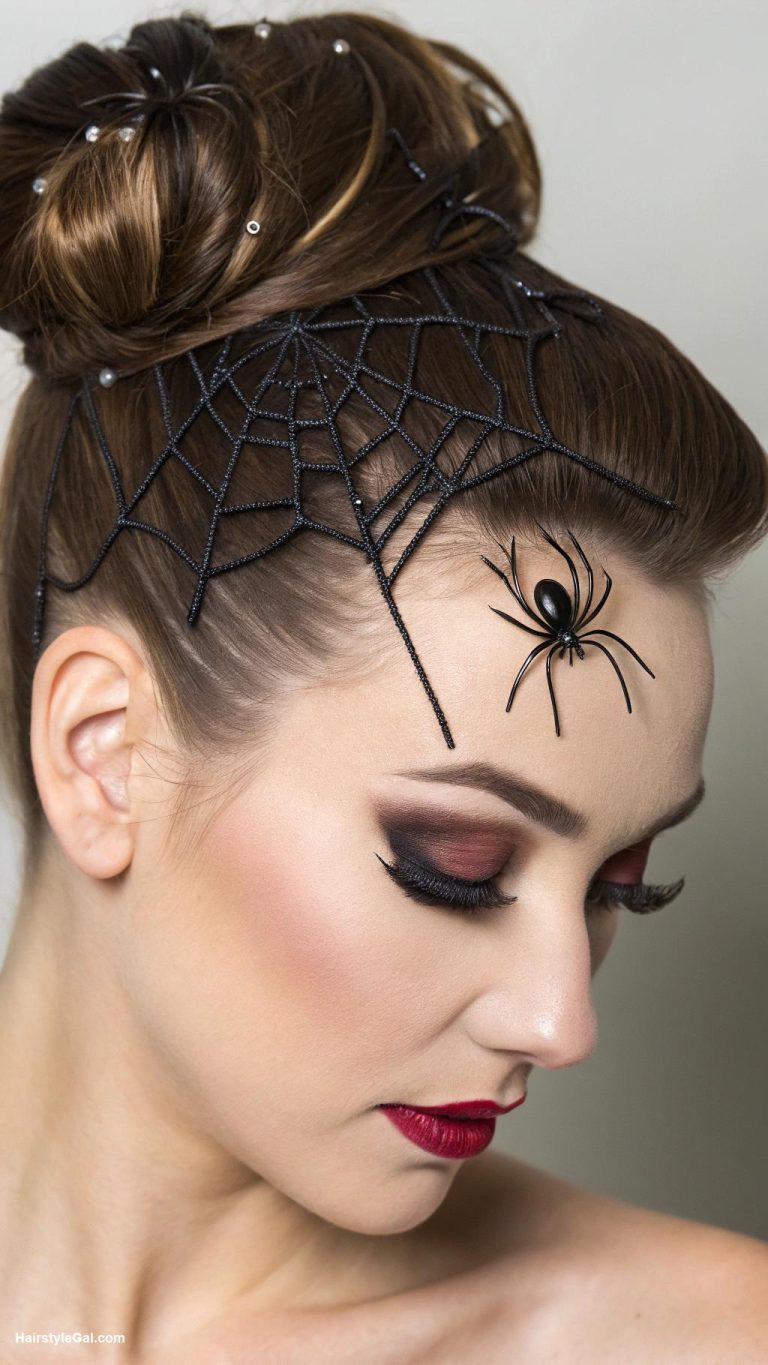 halloween party hairstyles Spooky Spider Web Updo