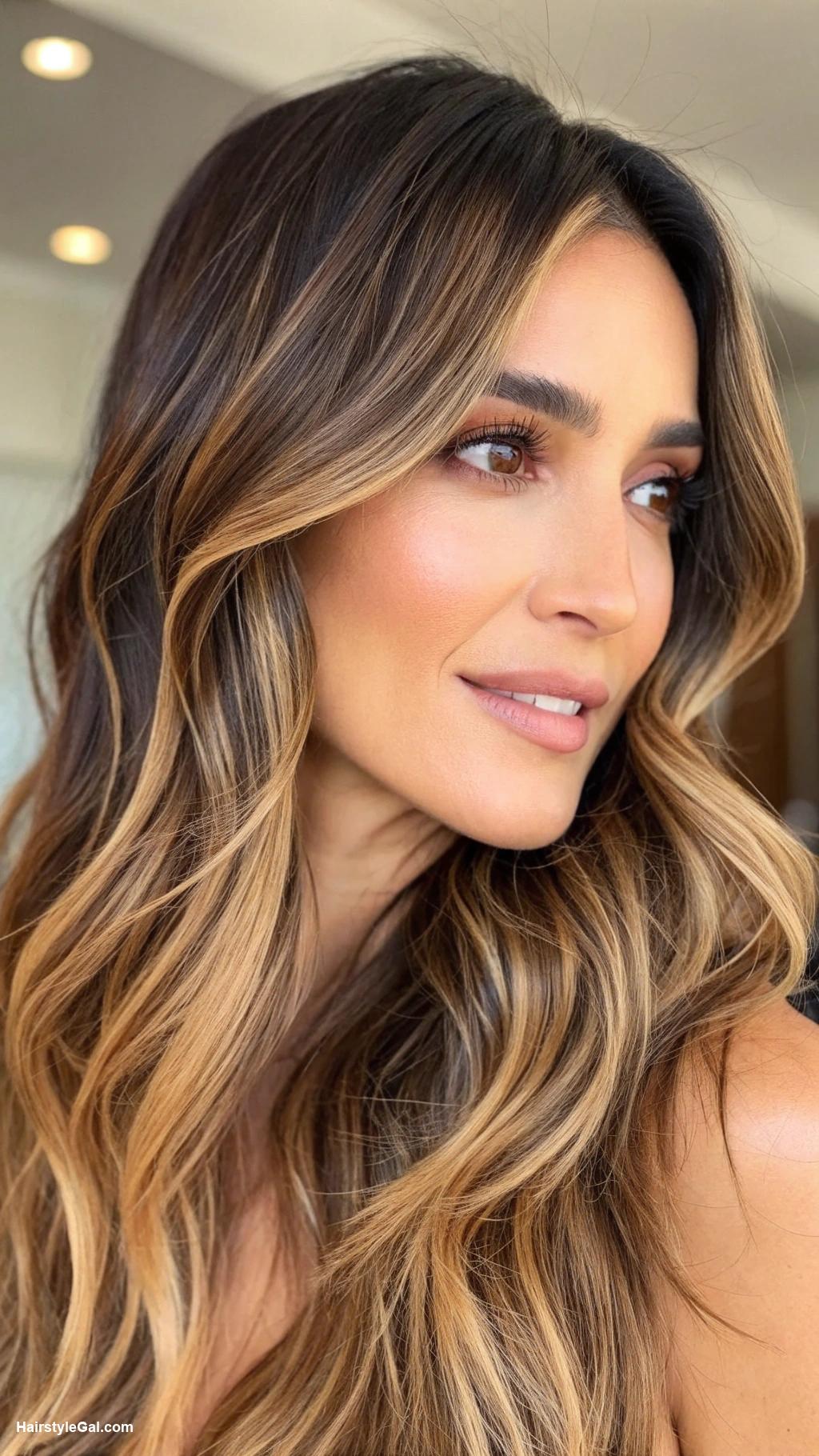 blonde hair for brown eyes Balayage with dark brown roots