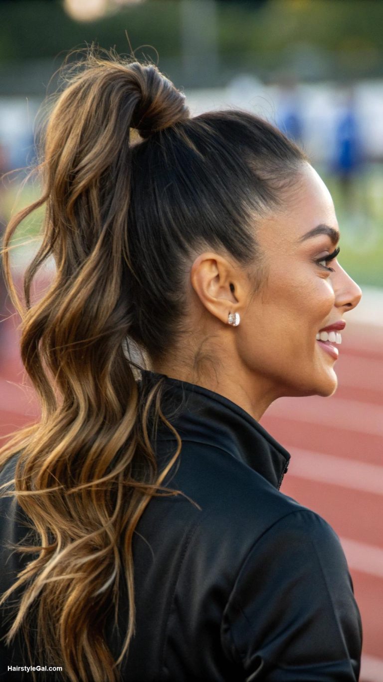 track meet hairstyles High ponytail with loose waves