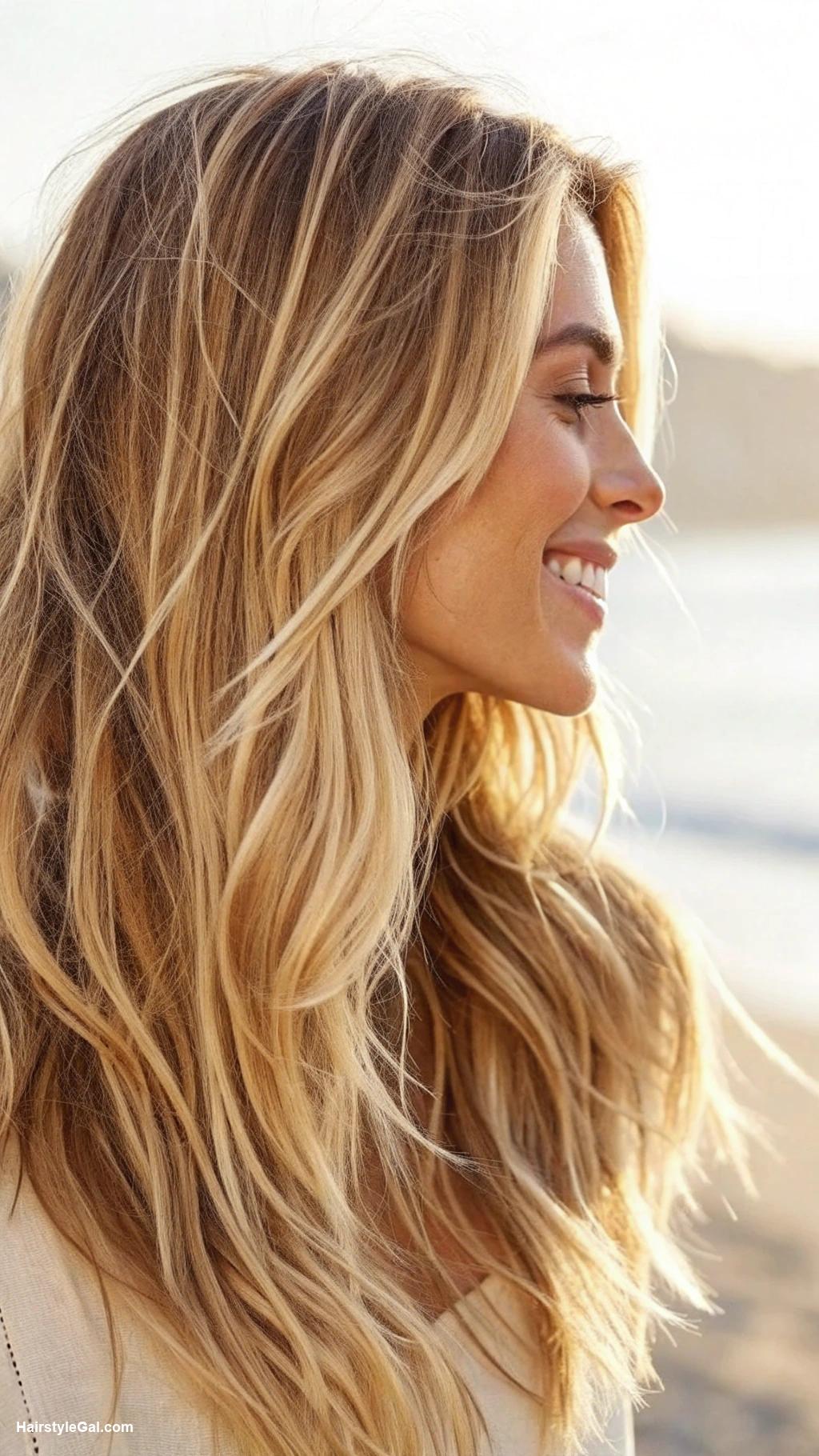 blonde lowlights Soft honey lowlights on sandy blonde