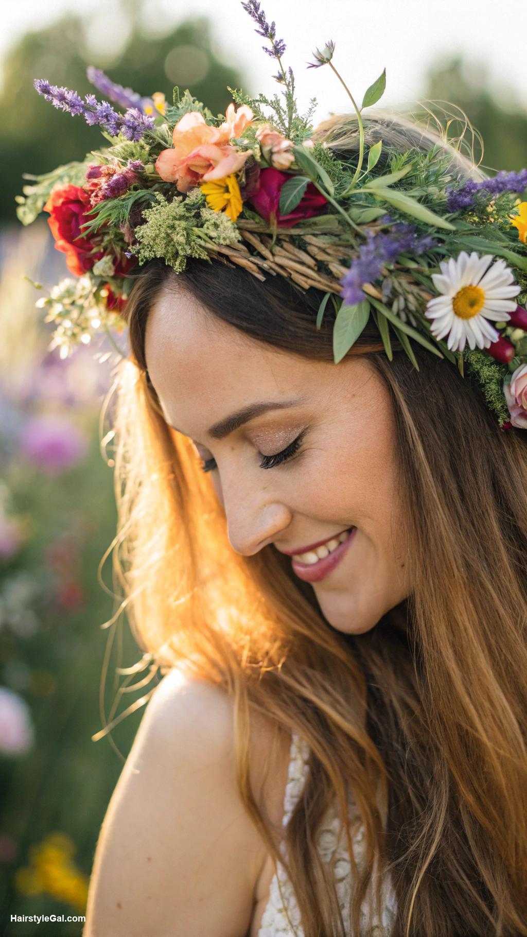 garden party hairstyles Boho flower crown