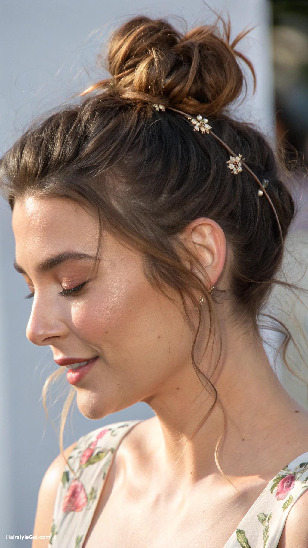 garden party hairstyles Messy top knot