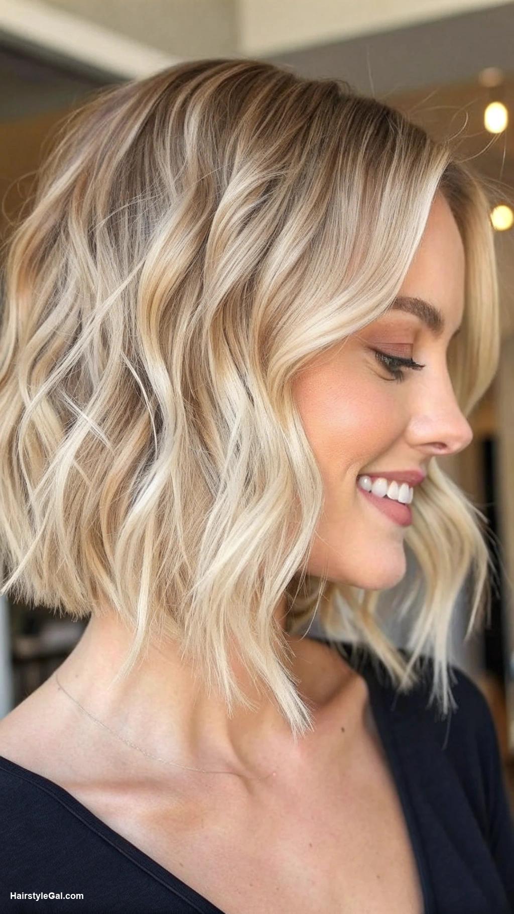 short hairstyles for women Wavy bob for light blonde hair