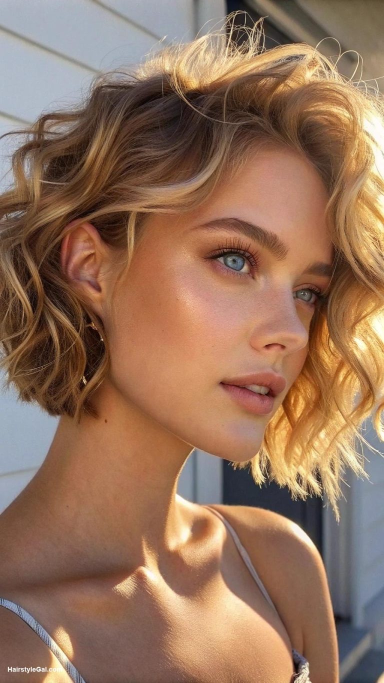 wavy pixie haircut Sun kissed Blonde Wavy Pixie Look
