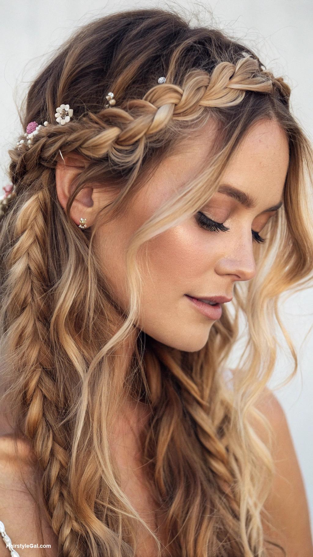 boho braids Double braid pig tails with waves