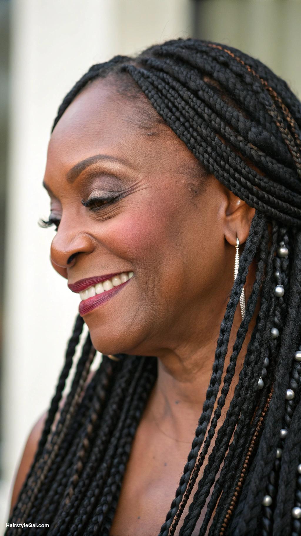 braided hairstyles for older black women Classic Box Braids in Jet Black