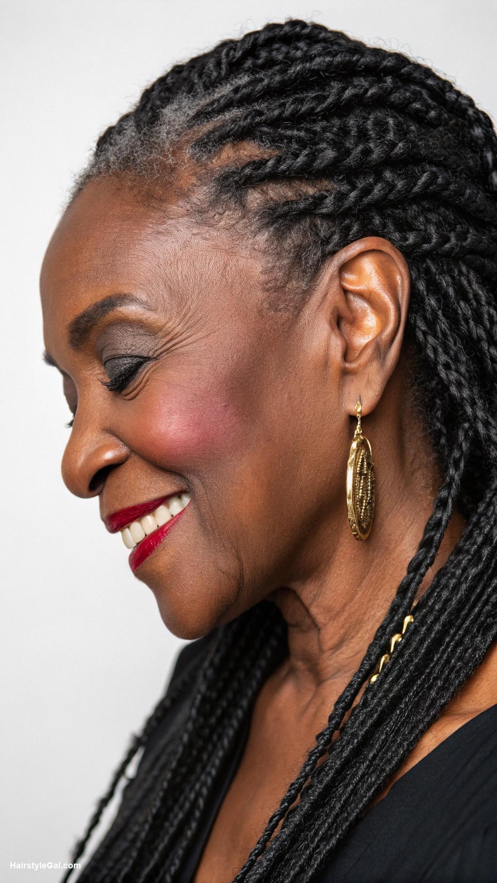 braided hairstyles for older black women Invisible Braids in Soft Black