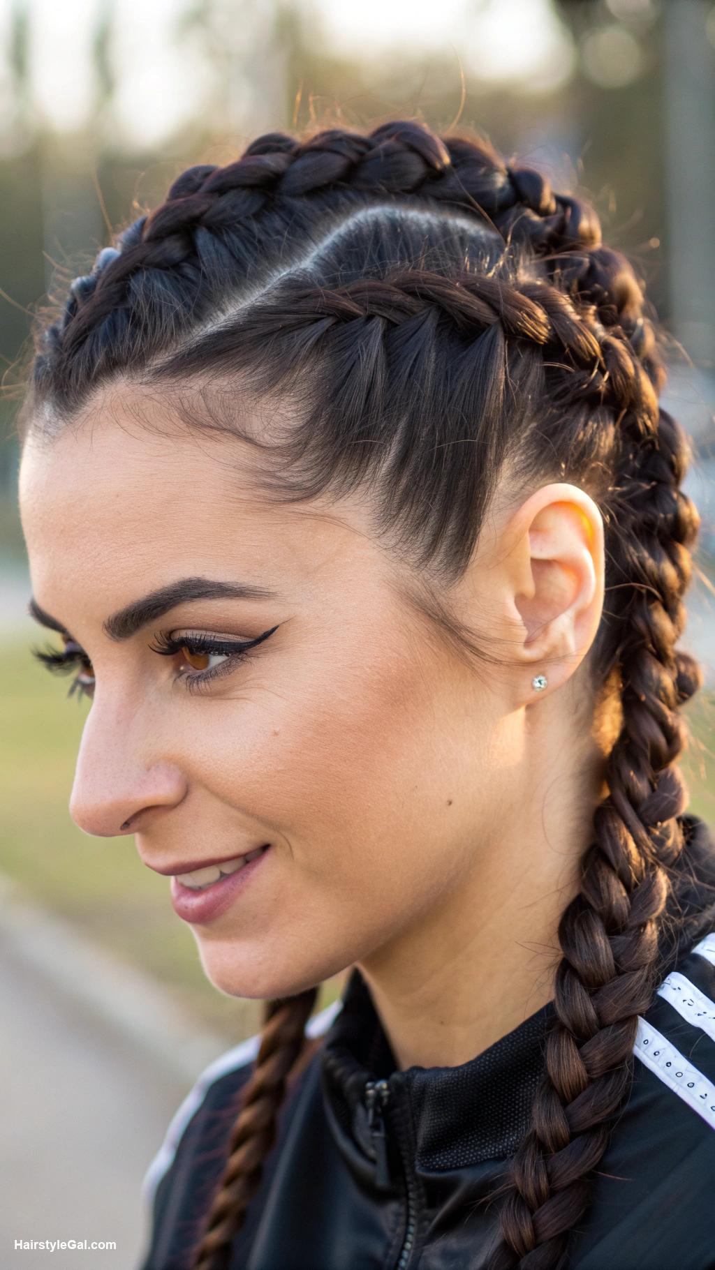 french braids Double French braids for sporty style
